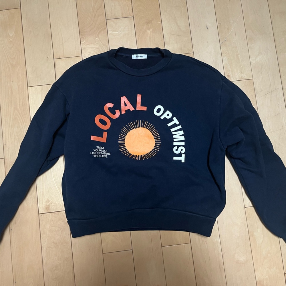 Madhappy Navy Crewneck Sweater with Orange Graphic